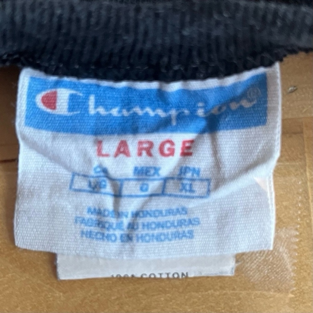 Vtg Champion Black Sz L Big C Logo Cotton Retro 80's Streetwear Skater T-Shirt - Picture 9 of 10